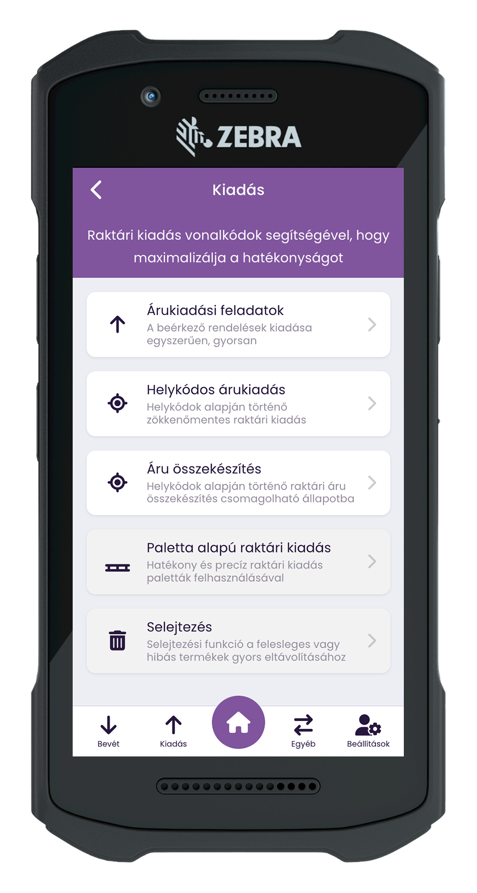 Rendelés kiszedési nézet